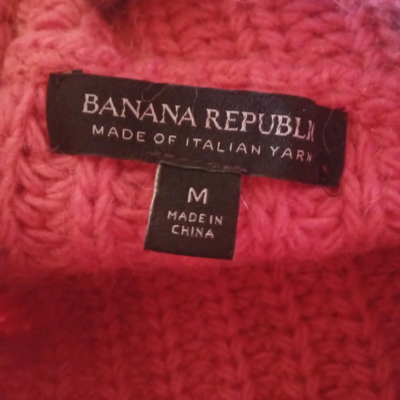 Banana Republic Dark Pink Chunky Knit Wool Alpaca Blend Cowl Neck Sweater Medium - Picture 7 of 8